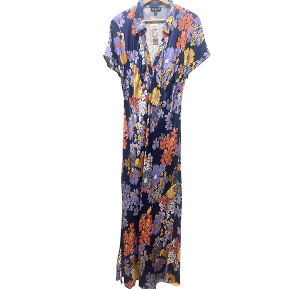 J. Crew NWT Short Sleeve Dusk Floral Prink Luster Crepe Slip Dress - Picture 3 of 10